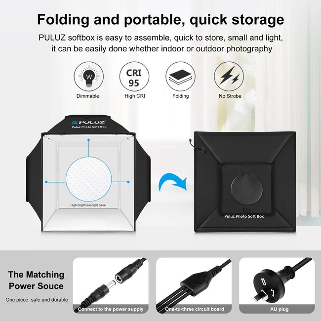 Photo Studio Box Kit, PULUZ 24 inch 60cm Portable Photography Lighting