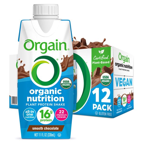 Orgain Organic Nutritional Vegan Protein Shake, Creamy Chocolate Fudge - 16g Plant Based Protein, Meal Replacement, 21 Vitamins & Minerals, Gluten & Soy Free, 11 Fl Oz (Pack of 12)