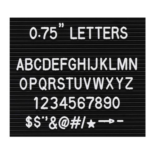 3/4 Inch Letters for Flet Letter Boards,300 Pieces Including Letters, Numbers & Symbols for Changeable Plastic Message Boards (White)