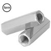 5pcs Long Rod Nut Carbon Steel Hex Coupling Nuts Hexagonal Sleeve Nut M10 Threaded Fasteners (M10x50)