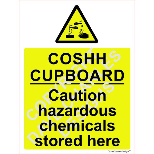 COSHH Cupboard Safety Sign - Self Adhesive Vinyl Sticker 150mm x 200mm The clearest Cosh Cupboard Safety Sign. Health and safety signs