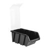 10 x Stacking Box with Lid, Workshop, Stacking Box, Sorting Box, 100 x 155 x 70 cm, Black, Stackable Plastic Storage Boxes