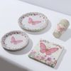 96 WHITE PINK Butterfly Print Disposable TABLEWARE Set Party Events Decorations