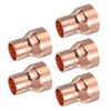 PATIKIL 5Pcs Copper Reducer 1" to 5/8" ID Reducing Copper Coupling Fitting Pipe Adapter