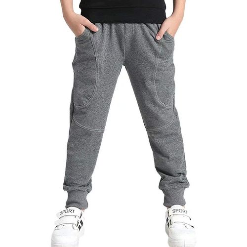 BINPAW Kids Cotton Pull On Active Sports Basic Jogger Sweat Pants for Little Boys & Big Boys, Grey, Age 6T-7T (6-7 Years) = Tag 130