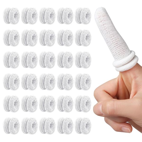 MADGININE 30 PCS Finger Bandage,White Finger Cots, Finger Banages Tubular, Finger Bandages, Cotton Finger Cover, Finger Stall for Working Kitchen Finger Protection(White