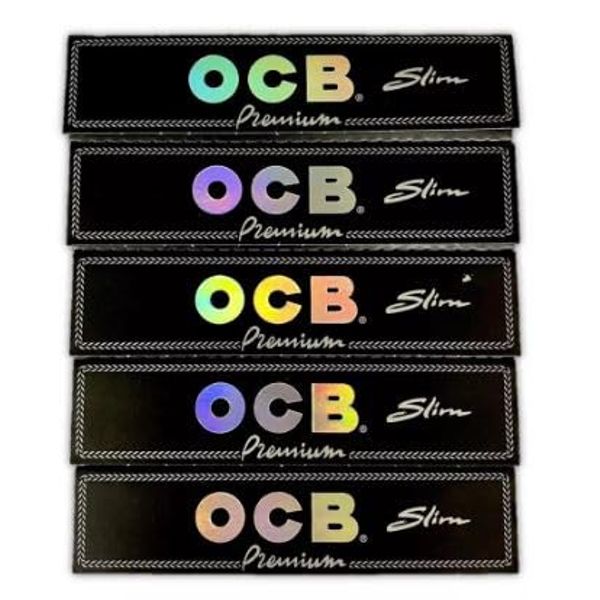 OCB Black King Size Slim Rolling Papers – 5 Pack – Ultra-Thin, Premium Quality