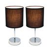 Simple Designs LT2007-BLK Chrome Mini Basic Table Lamp with Fabric Shade, Black