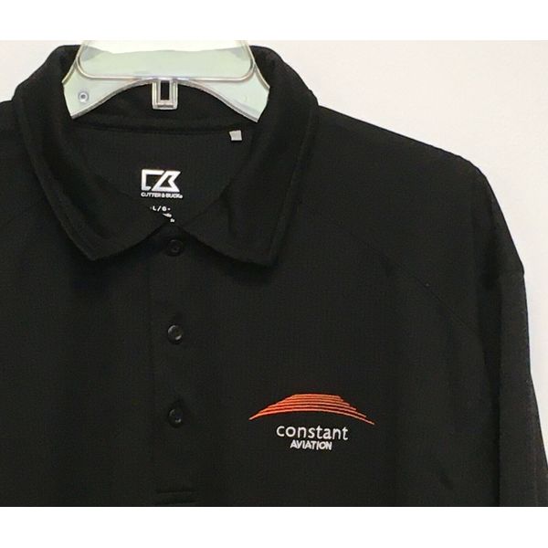 CONSTANT AVIATION AOG Maintenance Polo Shirt Men's Large SS Black Cutter & Buck