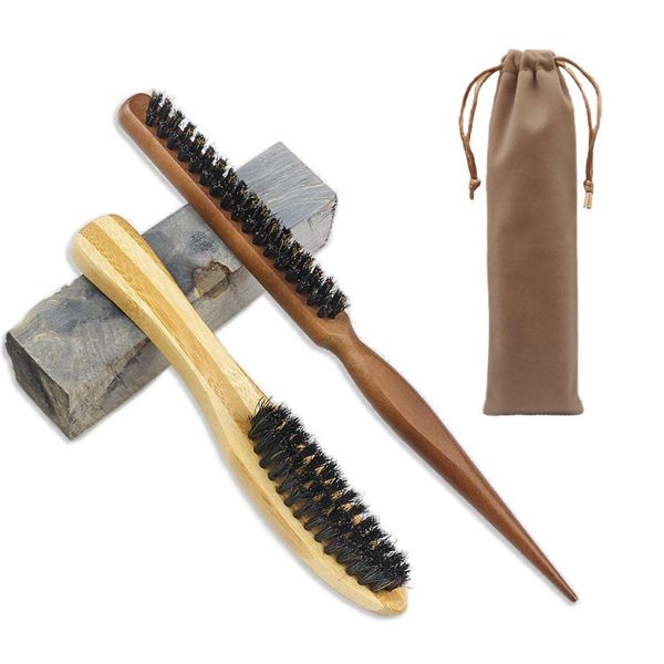 RoxNvm Slick Back Hair Brush, 2 Pack Backcombing Brush Sleek Brush Teasing Brush Hair Brush For Slicking Back Hair With Tail Handle Back Comb Brush For Long Curly Hair