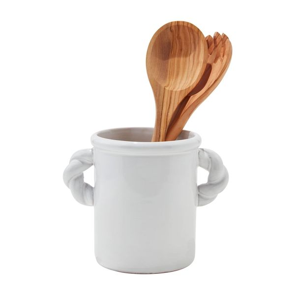 Mud Pie Twisted Handle Utensil Crock; 6 1/4" x 7 3/4" Dia