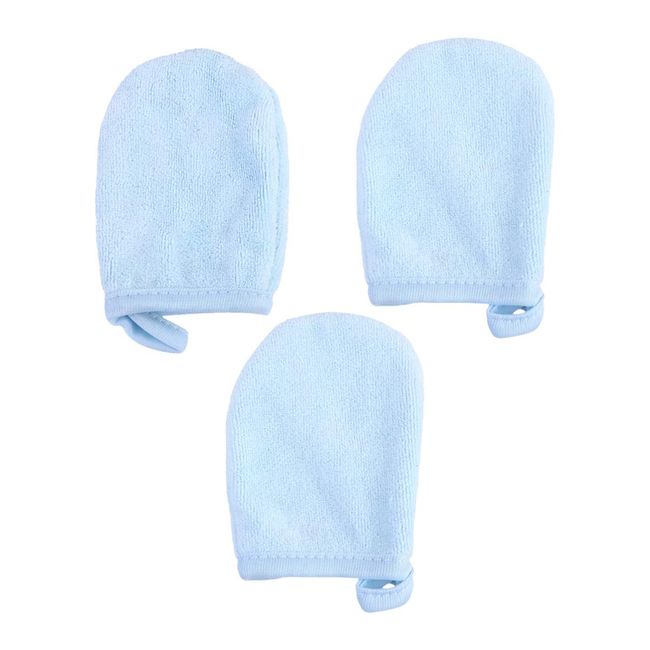 Lurrose 3Pcs Microfiber Face Cleansing Gloves Makeup Remover Face Cleansing Towel Cloth Spa Mitts Soft Washing Tool for Women Ladies Students Blue