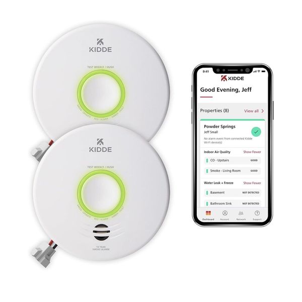 Kidde Smart Smoke Detector WiFi Alexa Compatible Device Hardwired 2 Pack