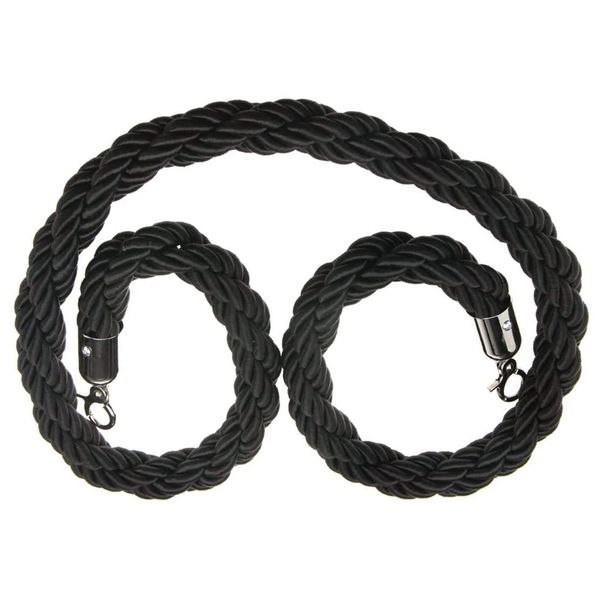 1.5M Twisted Black Queue Barrier Rope Divider Crowd Control Stanchion Barrier Rope with Silver Hook