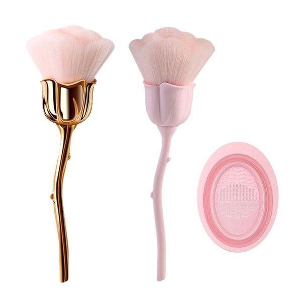 2 Flower Makeup Brushes, 1 Washing Bowl, Nail Art Dusting Brush, Foundation Makeup Brush, Nail Art Makeup Brush Accessories