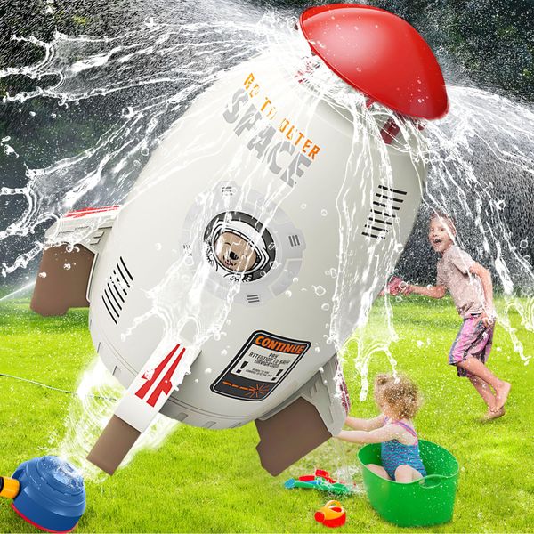 ROHSCE Water Rocket Sprinkler for Kids | Outdoor kids sprinkler Toy, Summer yard outside water toys | Spaceship Rocket Ship Sprinkler Toys for Kids 3 Years and Up | Fun Sprinkler Gift for Boys & Girls