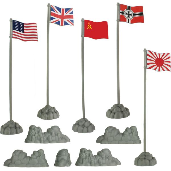 BMC WW2 Allies & Axis FLAGS Rocks 1:32 Scale Playset Accessory Plastic Army Men