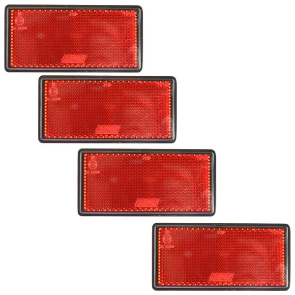 AB Tools Red Large Rear Reflector 4 Pack Trailer Fence Gate Post Self-Adhesive TR212