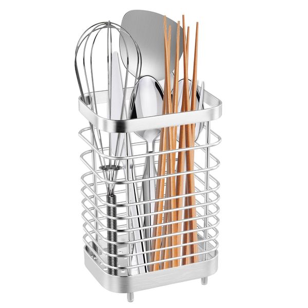 Cliplanyard Cutlery drainer, Stainless Steel Cutlery Storage Rack, Anti-Rust Sink Tidy Cutlery Drainer, Kitchen Utensil Holder for Knife Fork Chopsticks Storage Space saving Utensil Rack (L-02)