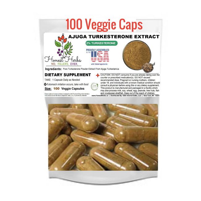 Turkesterone 2% - Ajuga Turkestanica Extract 10:1 - 500mg - 100 Veggie Caps