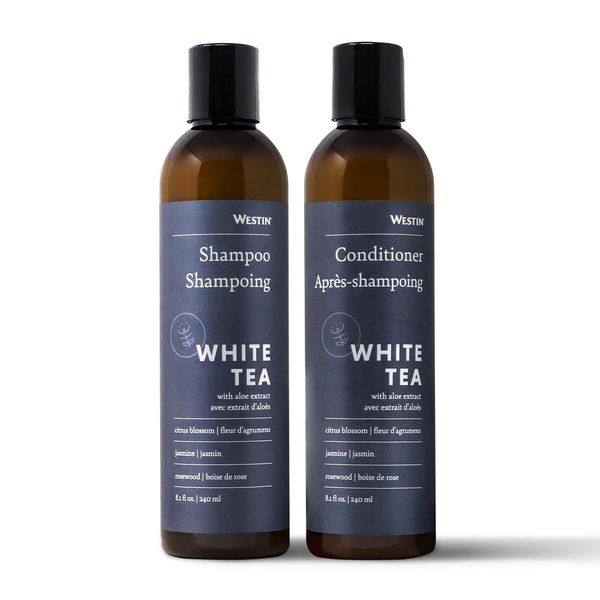 Westin White Tea Aloe Shampoo & Conditioner Set - Hotel Amenity Set with Shampoo and Conditioner with Signature White Tea Aloe Scent - 8-ounce Bottles