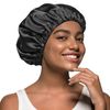Alnorm Satin Sleep Cap Double-Sided Adjustable Hair Bonnet for Girls Black