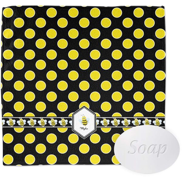 YouCustomizeIt Personalized Bee & Polka Dots Washcloth