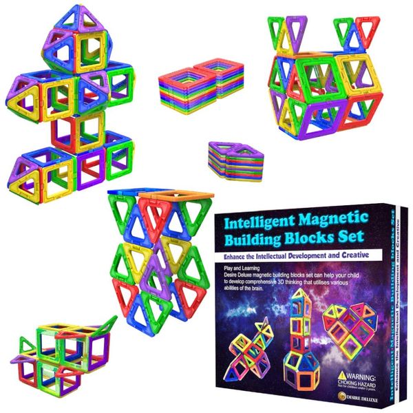 Desire Deluxe Magnetic Building Blocks 40pc Construction Toys Set for Kids Game | STEM Creativity Educational Magnets Toy Blocks for Boys Girls Age 3 4 5 6 7 Year Old