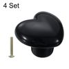 sourcing map 4 Packs Ceramic Drawer Knobs, Heart-Shaped Dresser Pulls, Decorative Drawer Knobs with M4 x 25mm Screw for Cupboard Wardrobe, Black