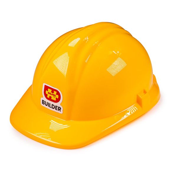 Bigjigs Toys Builder's Helmet - Yellow Kids Hard Hat, Ideal Construction Toy For Pretend Play, Adjustable Size (53cm-56cm) Fits Most Toddlers & Children