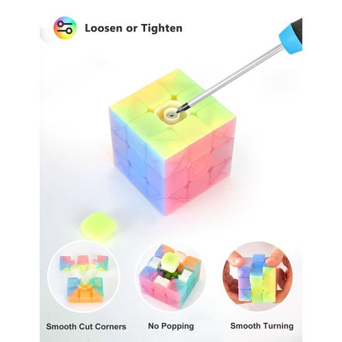 Vdealen Speed Cube Set, 2x2x2 3x3x3 Pyramid Magic Cube Set, Puzzle Cube Toys Birthday Party Christmas Stocking Stuffers Gift for Kids Teens Adults(Jelly Stickerless)
