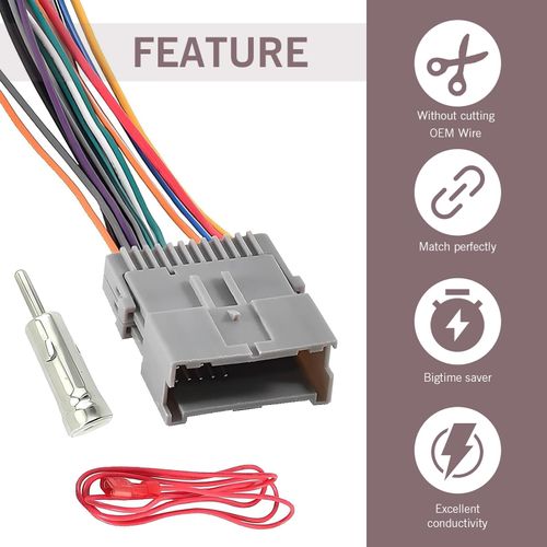 leechio 3 PCS Car Car Audio Harness, Radio Wiring Harness Adapter Kit, Stereo Wiring Harness Modification Plug Accessories, Compatible with Chevrolet Chrysler Hummer Buick Suzuki (Gray)