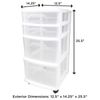 Homz Clear Plastic 4 Drawer Medium Storage Container Tower, White Frame (2 Pack)