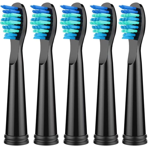 KOPBTBOY Toothbrush Replacement Heads Compatible with FW ,Toothbrush Heads Compatible with FW507/508/551/515/917/ 959/2011,FW-D1/D3/D7/D8 5pc Medium Soft Black