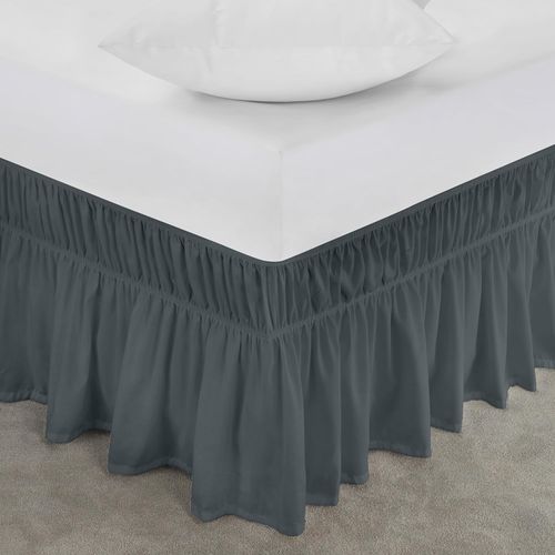 Utopia Bedding Twin Elastic Bed Ruffle - Easy Wrap Around Ruffle - Microfiber Bed Skirt with Adjustable Elastic Belt 16 Inch Tailored Drop - Hotel Quality Bedskirt, Fade Resistant (Twin, Grey)