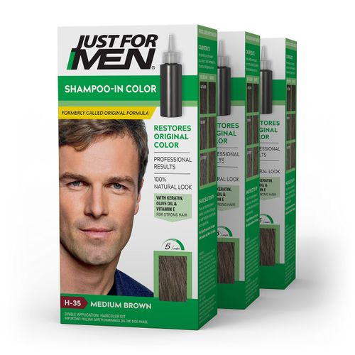 Just For Men Original Formula Men's Hair Color, Medium Brown (Pack of 3)