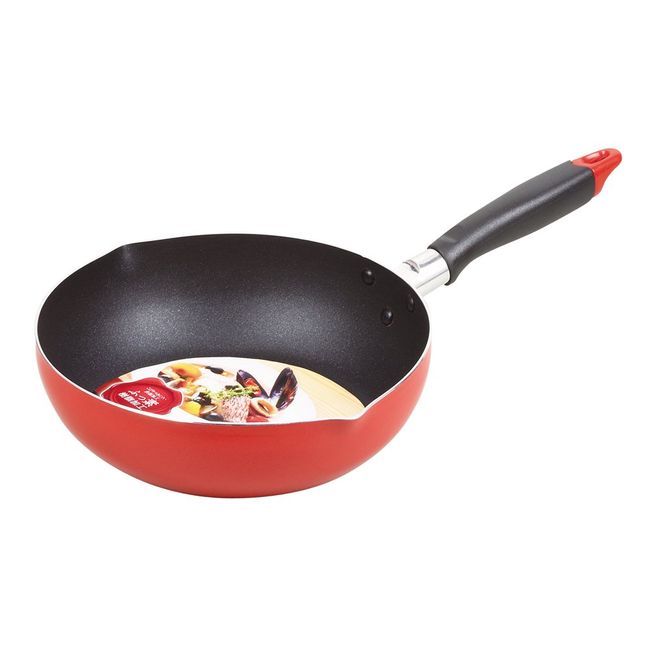 Pearl Metal Wacoat Trading Frying Pan, 9.4 inches (24 cm), Deep, Fluorine Processing, Induction Compatible, New Four HB-8045