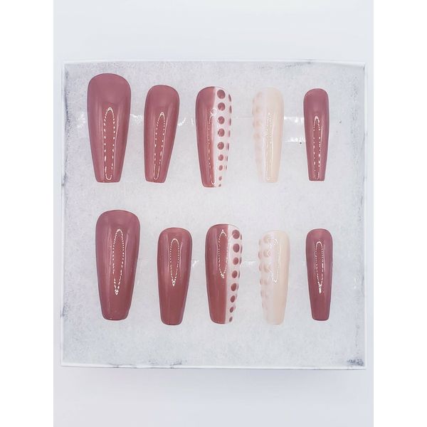 Handcrafted - Press On Nails - "Expresso Crème" - Nail Art