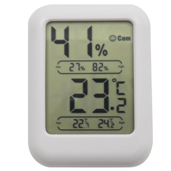 PLATA Hygrometer, Thermometer, Digital Thermometer, Compact, Table Stand, Magnet, Comfortable Display, Maximum and Lowest Value Display