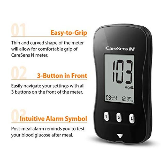 CareSens N Plus Bluetooth Blood Diabetes Monitoring Kit (Auto Coding) - 1 Glucose  Meter with 100 Glucose