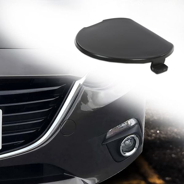 Front Bumper Bracket Tow Hook Cover Replacement, Compatible with Mazda 3 2014-2016, BHN150A11BB, BJS750A11BB