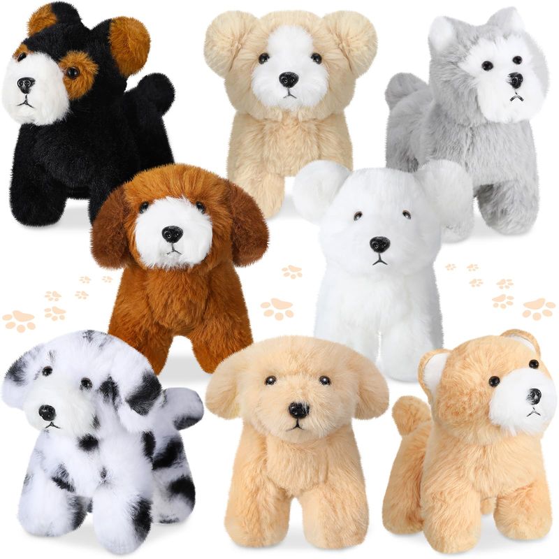 8 Pieces Plush Pets 5 Inch Stuffed Animals Bulk Assorted Cute Stuffed Pet Animal Plush Toys Small Plush Animals For Halloween Kid Classroom School Pet Party Favors Supplies Decoration (Stehende Katze)