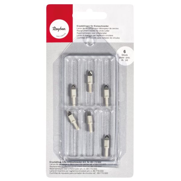 Rayher Refill Pack with 6 Replacement Blades for Rayher Circle Cutter, Set of Six Cutter Blades for Paper and Cardstock, 89769000