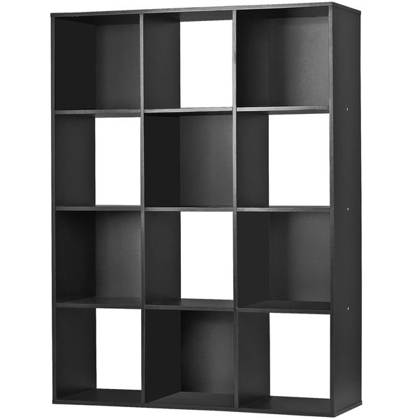 12-Cube Storage Shelf Organizer Bookshelf Bookcase Open Standing Shelving Black