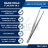 12 Pcs Thumb Tissue Forceps (1x2 Teeth) 5" Surgical Veterinary German Grade