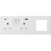 Screwless 13A 2G DP Socket with USB Fastcharge + 2G Modular Combination Plate - Matt White
