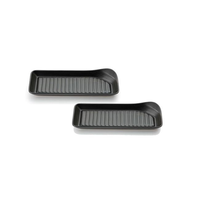 Money Serie Medium Plates Black 10 × 28 × 4 cm 美濃 Burn Heat Figure Burn Grill Plate (Set of 2), 2 Piece