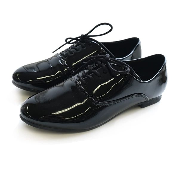 Amiami FX3000 Loafers Lace-up Shoes, Flat, Women's Oxford Shoes, Manish, black (enamel)