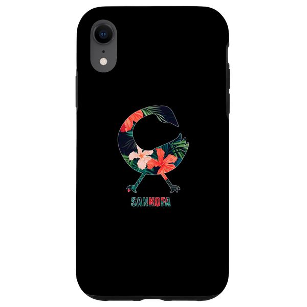 iPhone XR Sankofa Symbol with Tropical Pattern, Black History Case