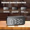 Wireless Bluetooth Digital Mirror LED Alarm Clock with Speaker MP3 Player Black